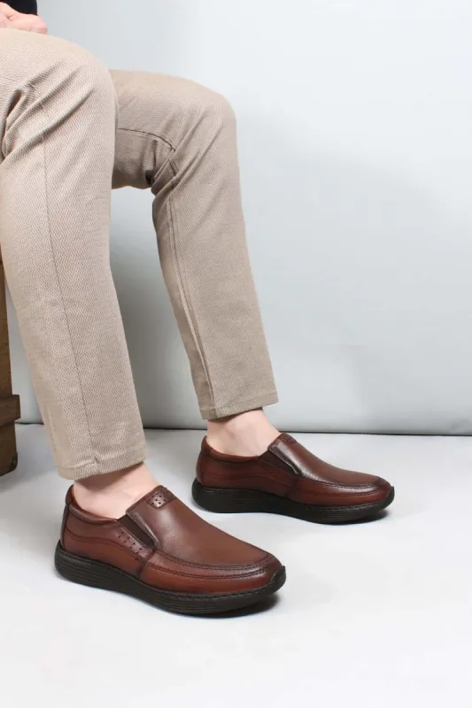 Men's Brown Casual Leather Slip-On Shoes-Wessi sold by Wessi