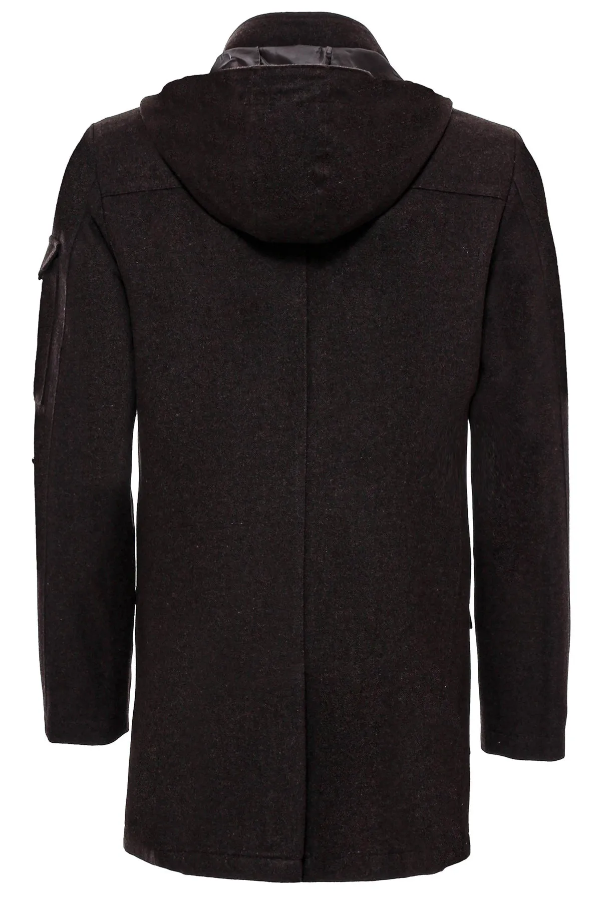 Hooded Cachet Hidden Zippered Brown Coat - Wessi sold by Wessi product image thumbnail 2