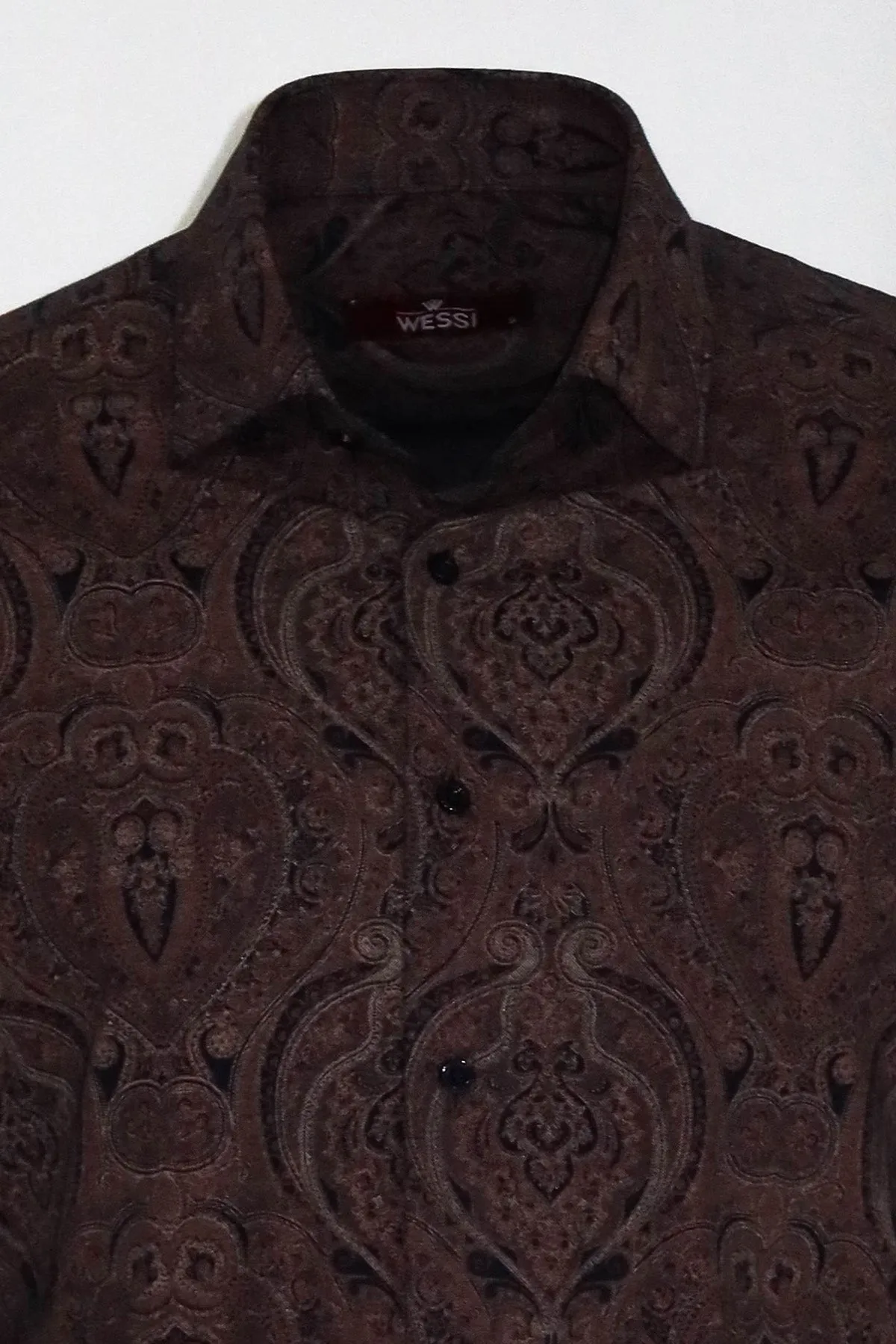Brown Patterned Slim Fit Men's Shirt - Wessi sold by Wessi product image thumbnail 5