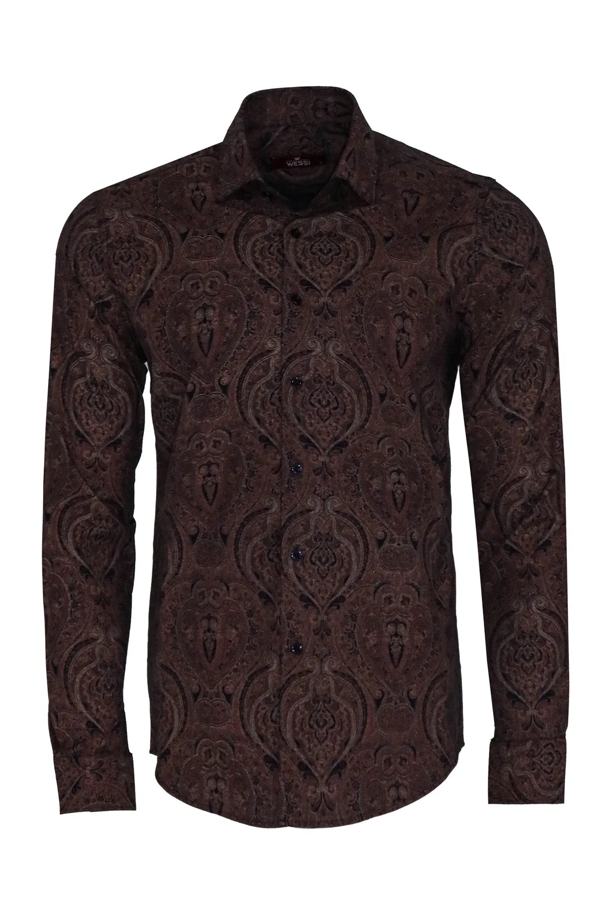 Brown Patterned Slim Fit Men's Shirt - Wessi sold by Wessi