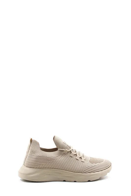 Men's Beige Knit Sneakers with Cushioned Sole - Wessi sold by Wessi