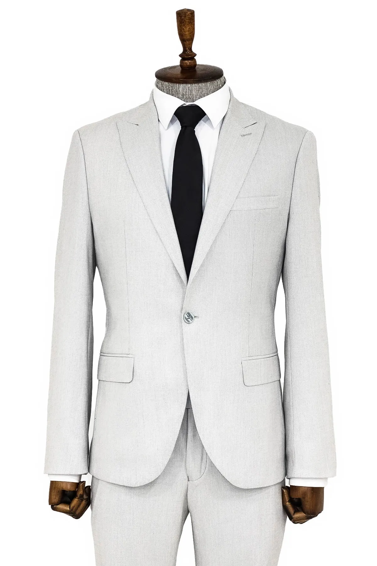 Plain 2 Piece Slim Fit Light Grey Men Suit - Wessi sold by Wessi