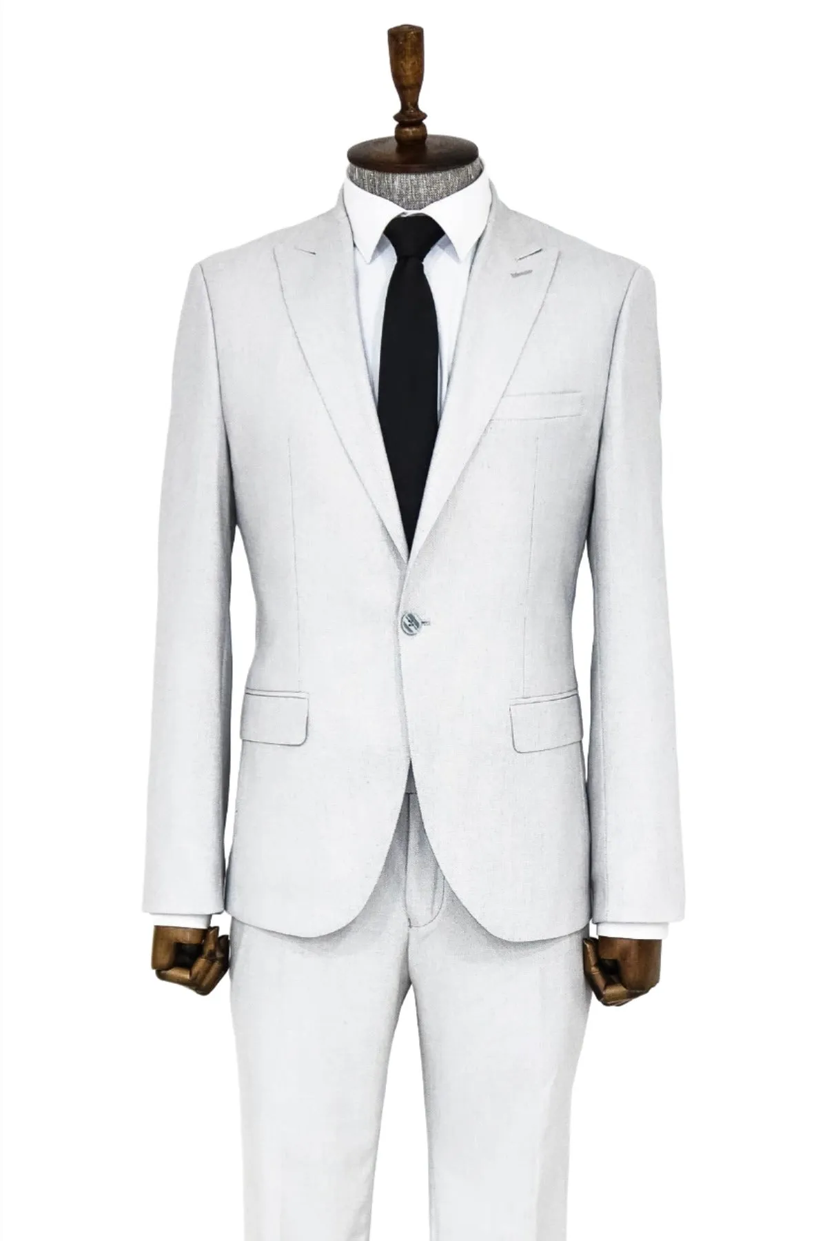 Plain 2 Piece Slim Fit Light Grey Men Suit - Wessi sold by Wessi product image thumbnail 3
