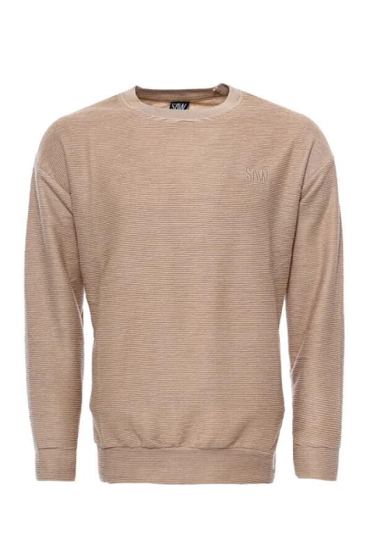 Horizontal Striped Beige Men's Sweatshirt - Wessi sold by Wessi