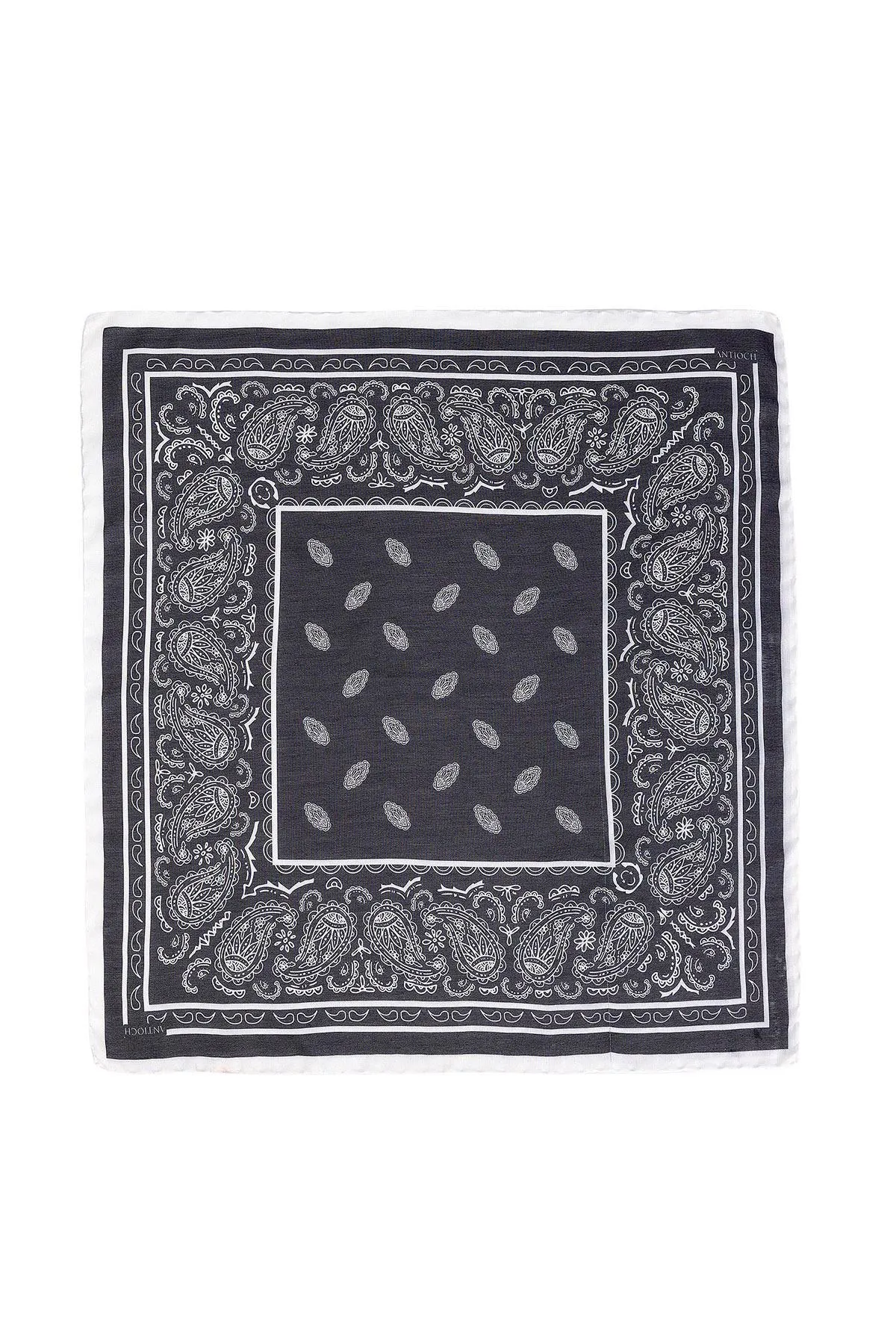 Men's Black Corner Ethnic Patterned Scarf - Wessi sold by Wessi product image thumbnail 2