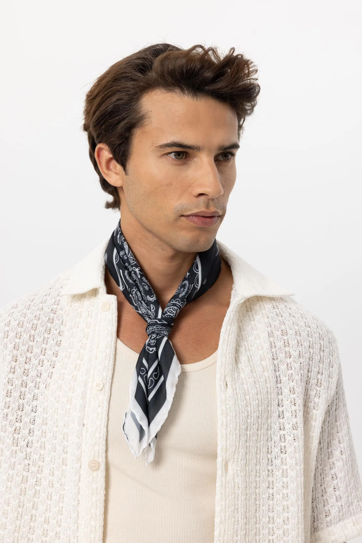 Men's Black Corner Ethnic Patterned Scarf - Wessi sold by Wessi