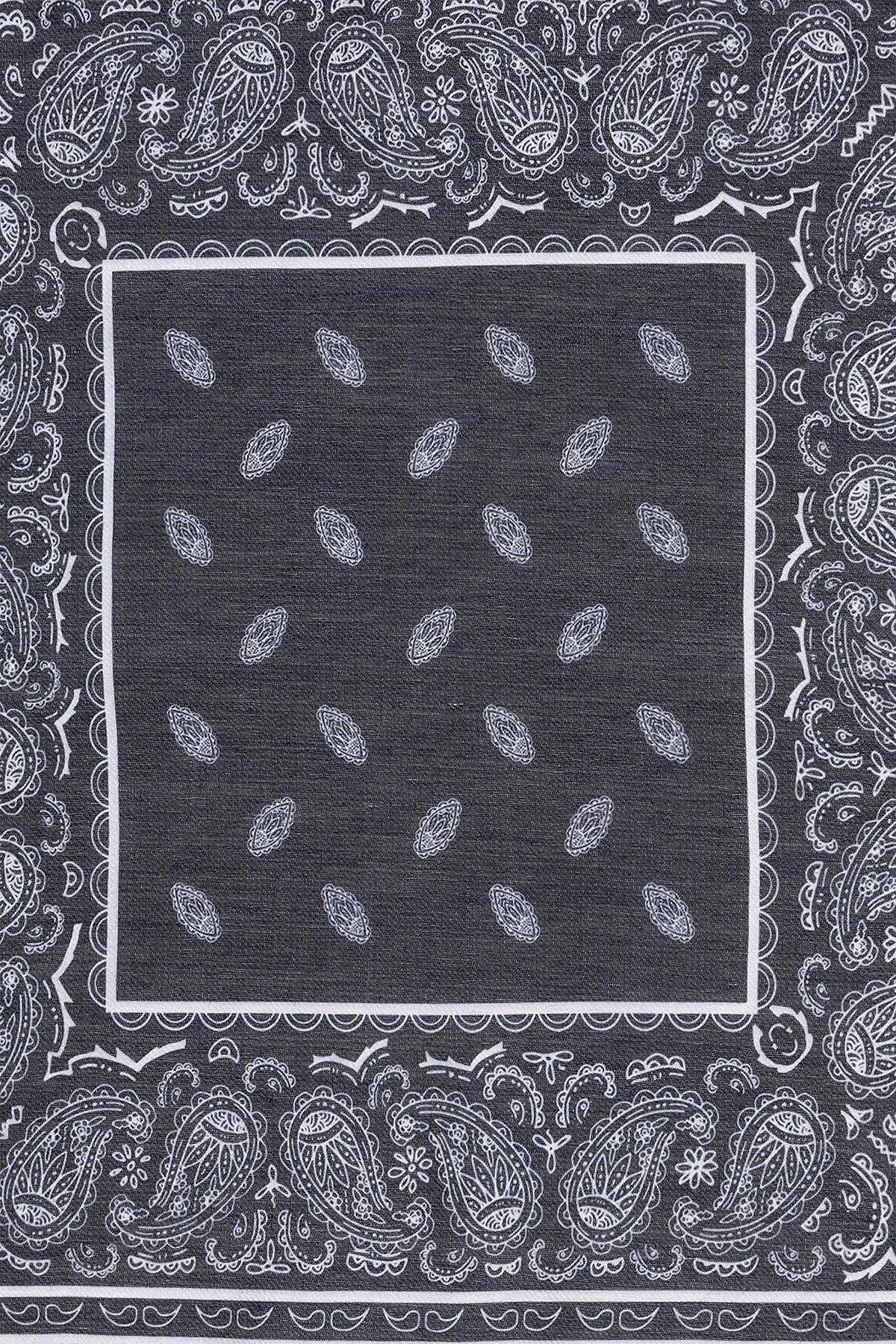 Men's Black Corner Ethnic Patterned Scarf - Wessi sold by Wessi product image thumbnail 5