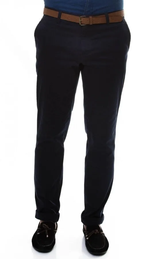 Cotton Slim Fit Washed Fabric Navy Blue Men Pants - Wessi sold by Wessi