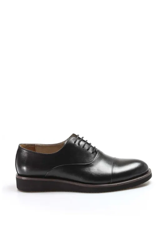 Men's Black Leather Oxford Shoes with Cushioned Sole and Matte Finish - Wessi sold by Wessi