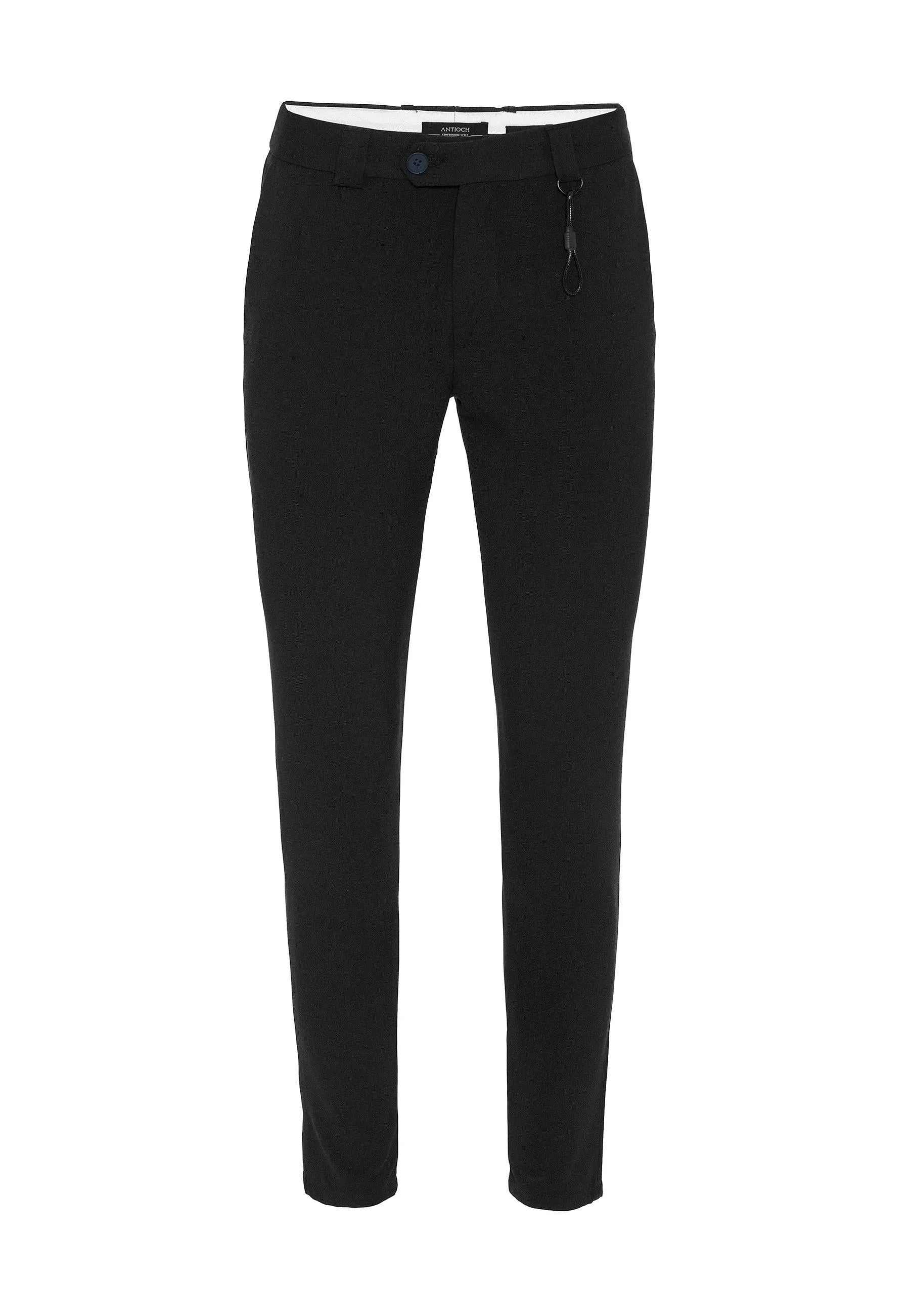 Men's Black Accessory Detail Slim Fit Trousers - Wessi sold by Wessi