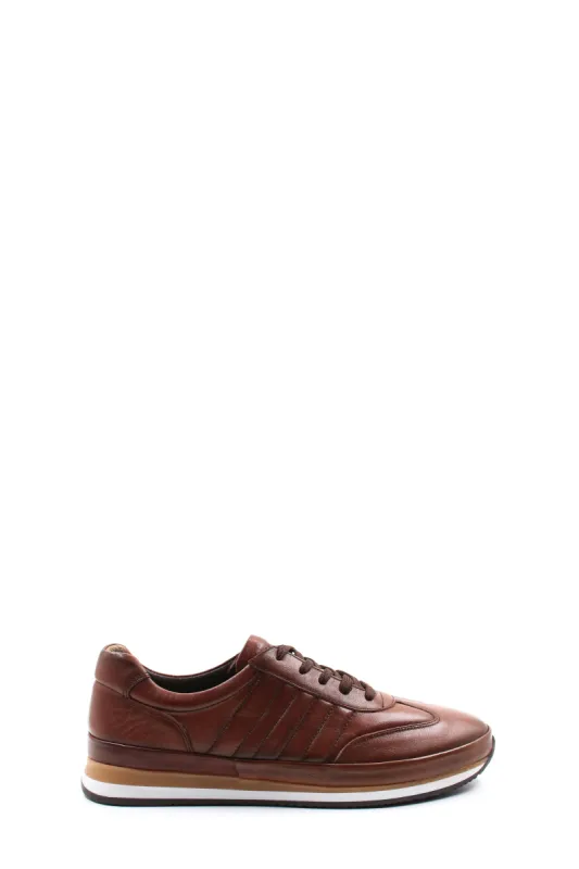 Men's Brown Leather Athletic Sneakers-Wessi sold by Wessi