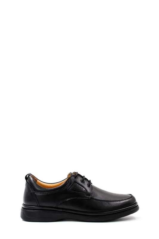 Men's Black Leather Comfort Lace-Up Shoes - Wessi sold by Wessi