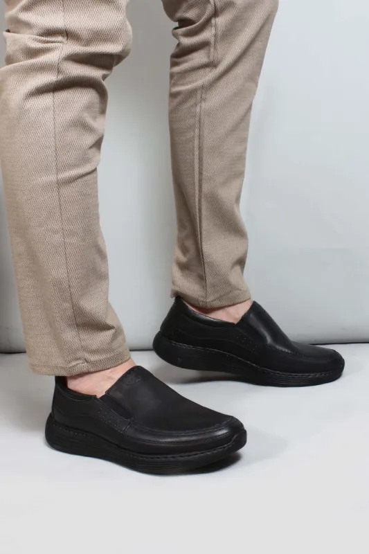 Men's Black Leather Slip-On Shoes-Wessi sold by Wessi