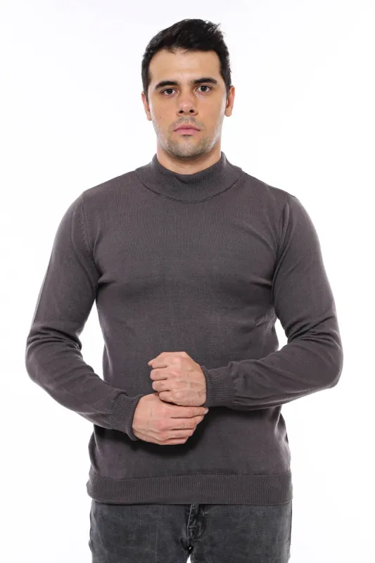 Half Turtleneck Dark Grey Knitwear Sweater - Wessi sold by Wessi