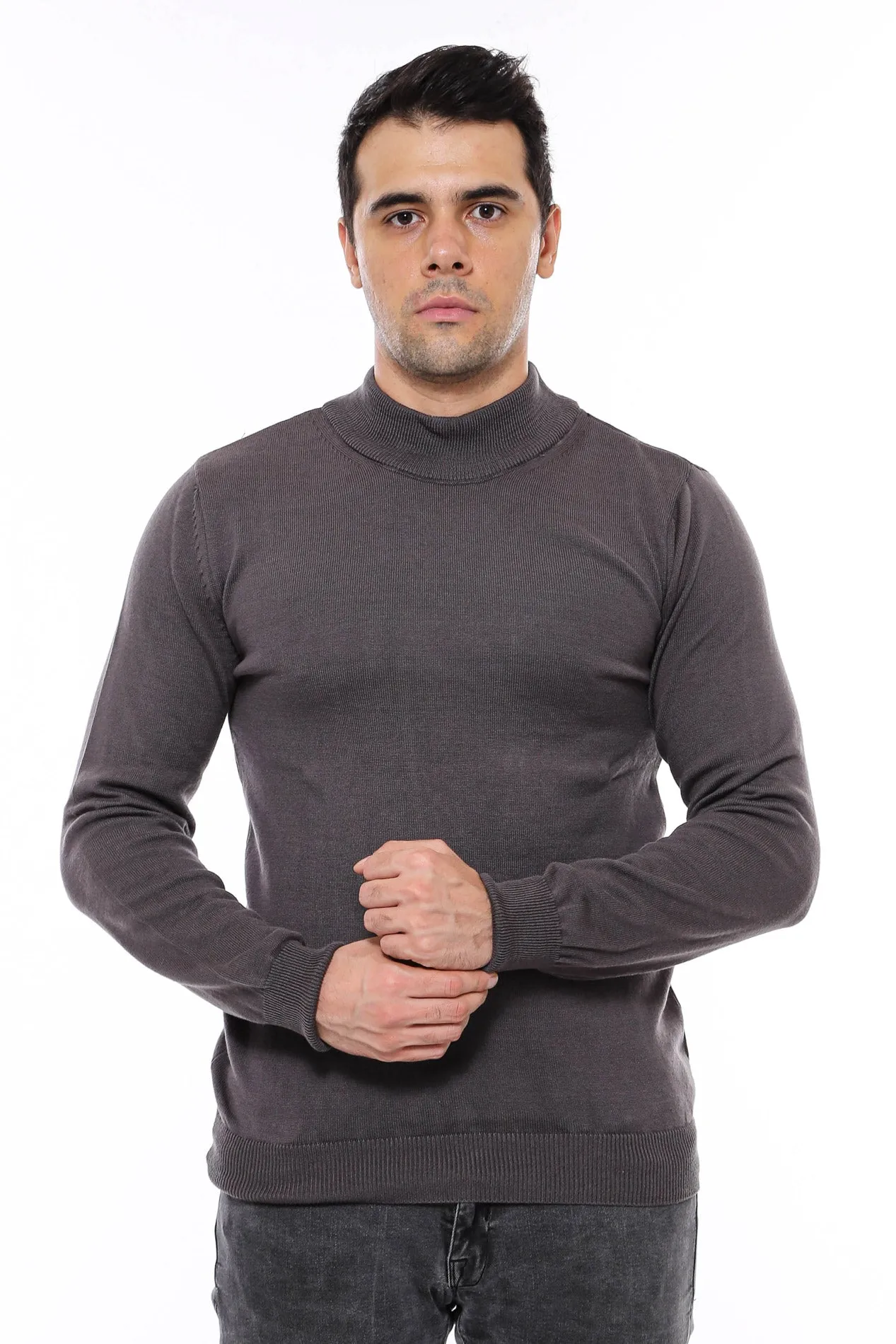 Half Turtleneck Dark Grey Knitwear Sweater - Wessi sold by Wessi