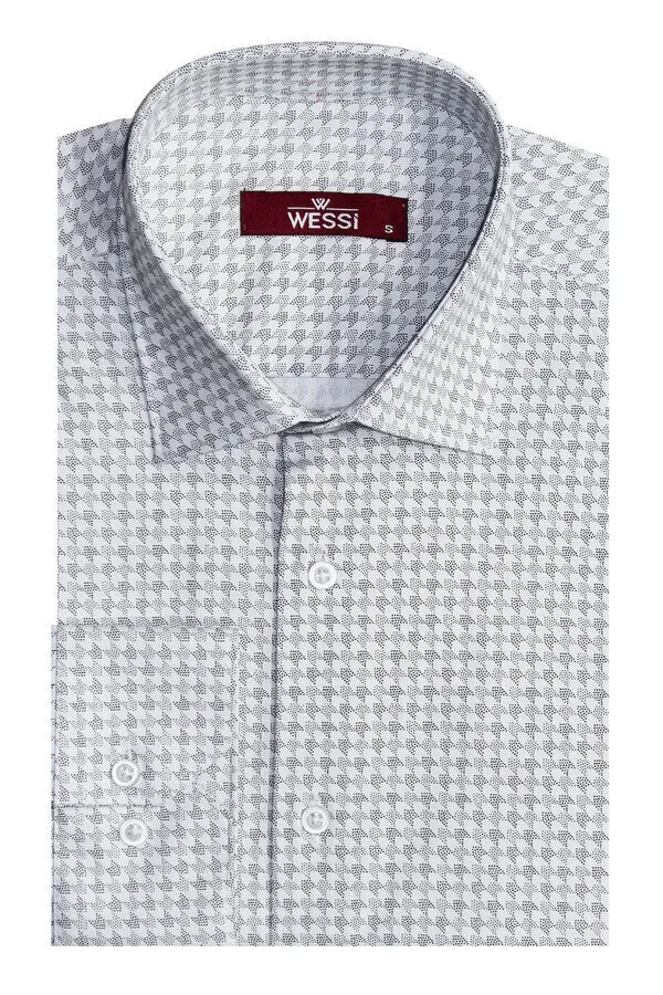 Houndstooth Pattern Slim Fit Ecru Men Shirt - Wessi sold by Wessi