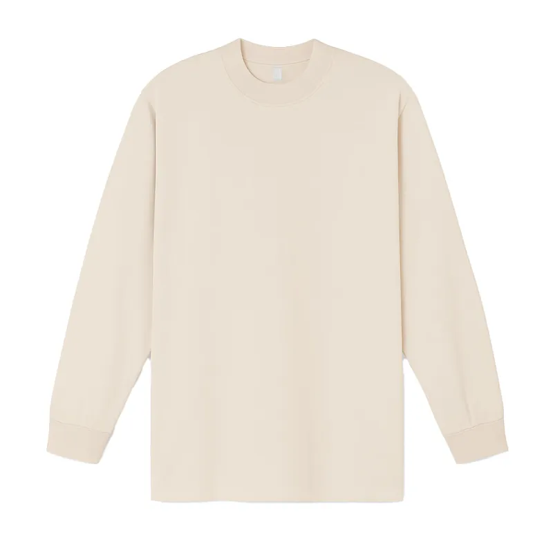 Mock Neck Long Sleeve T Shirt - Stone sold by BOMME SPORT