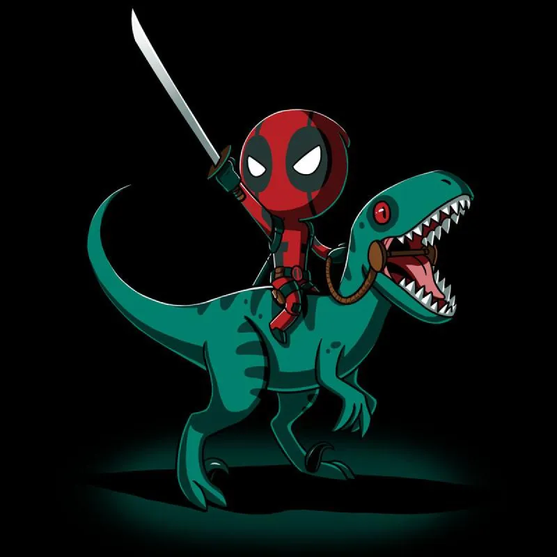 Deadpool on a Raptor! sold by Teeturtle