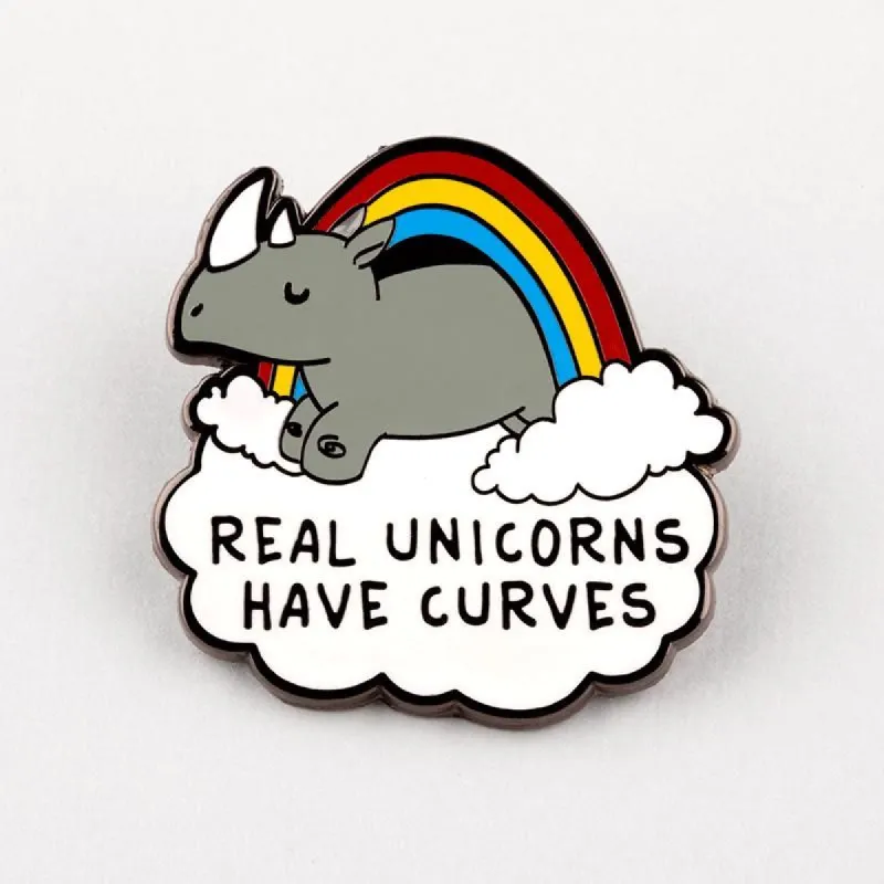 Real Unicorns Have Curves Pin sold by Teeturtle