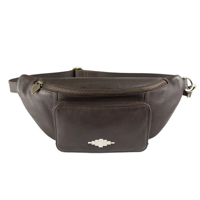 Rinonera Crossbody Bag - Brown Leather with Cream Stitching sold by Pampeano product image thumbnail 4