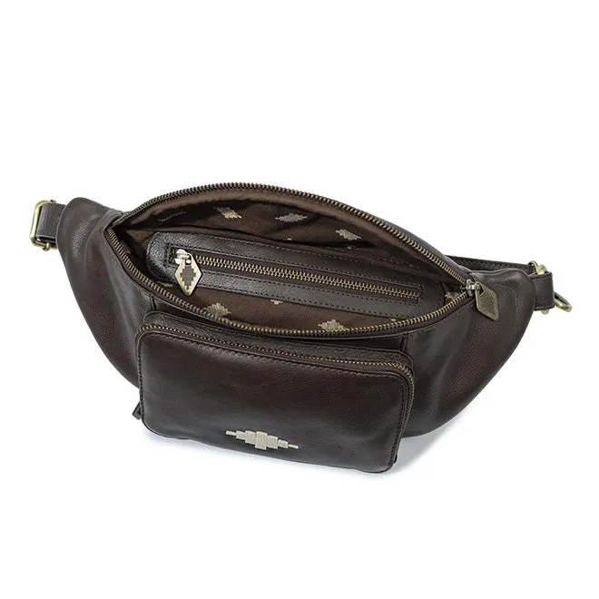 Rinonera Crossbody Bag - Brown Leather with Cream Stitching sold by Pampeano product image thumbnail 3