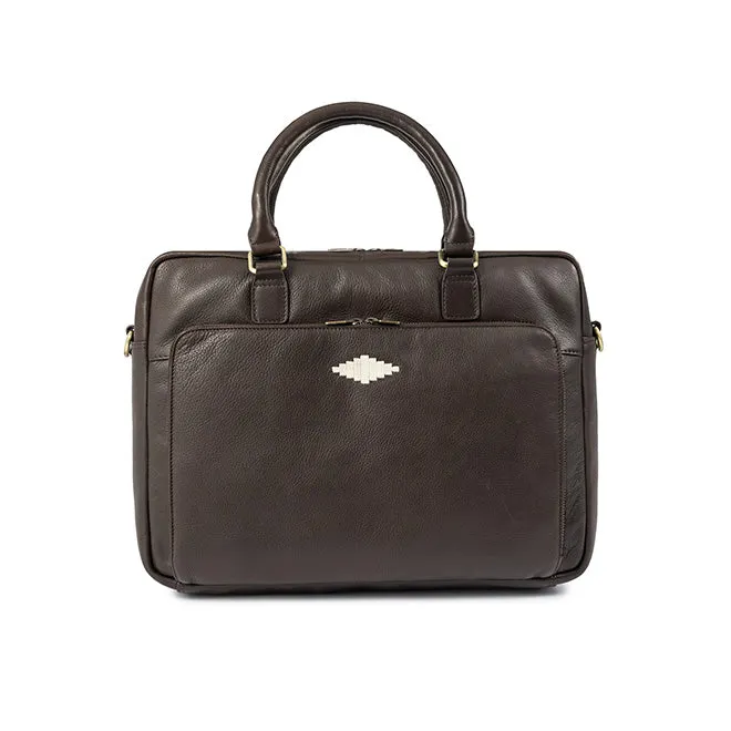 Mensajero Briefcase - Brown Leather with Cream Stitching sold by Pampeano product image thumbnail 2