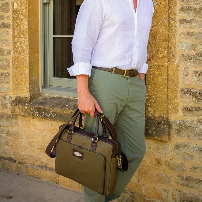 Mensajero Briefcase - Brown Leather with Cream Stitching sold by Pampeano product image thumbnail 4