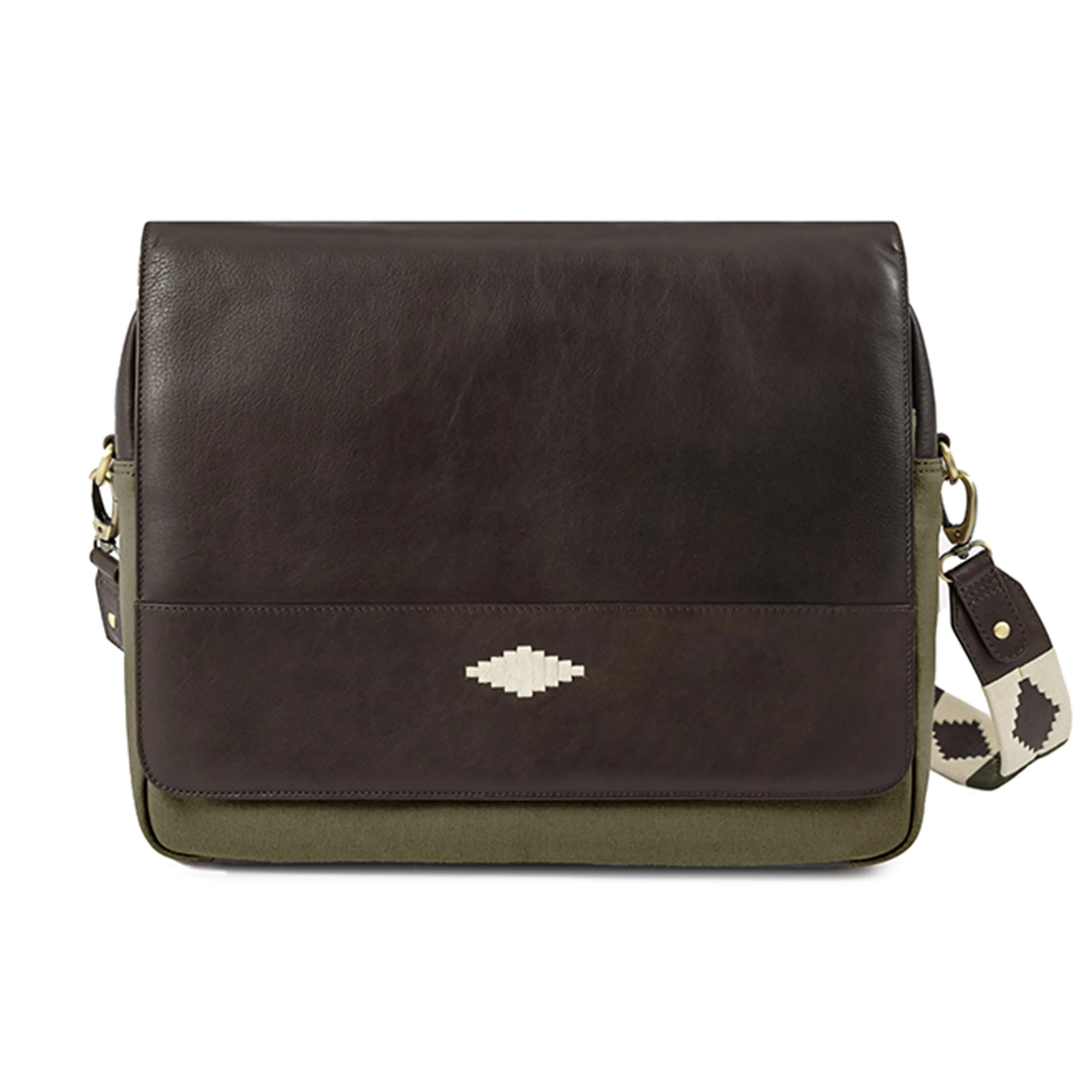 Entregar Messenger Bag - Brown Leather and Forest Canvas sold by Pampeano product image thumbnail 2