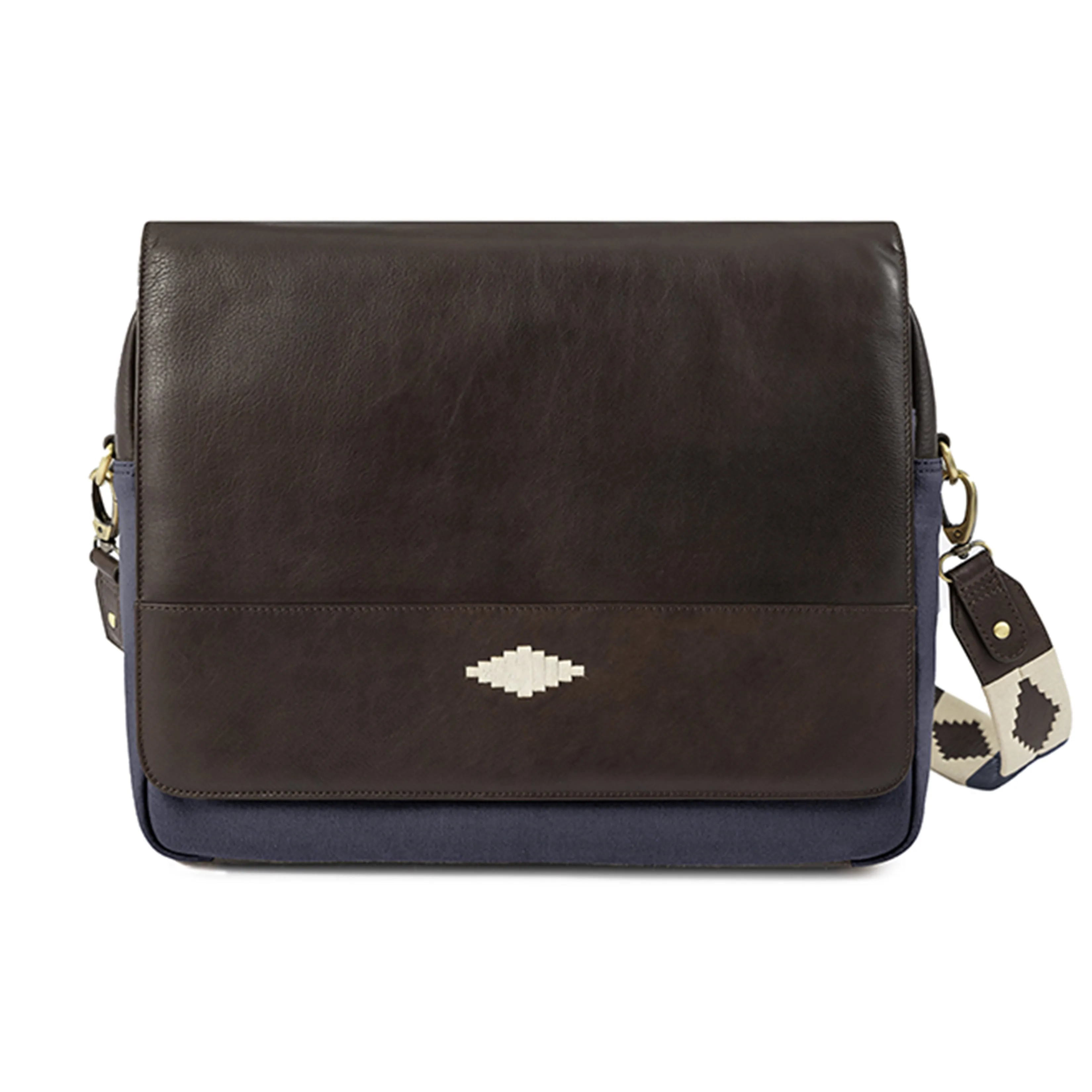 Entregar Messenger Bag - Brown Leather and Navy Canvas sold by Pampeano product image thumbnail 2