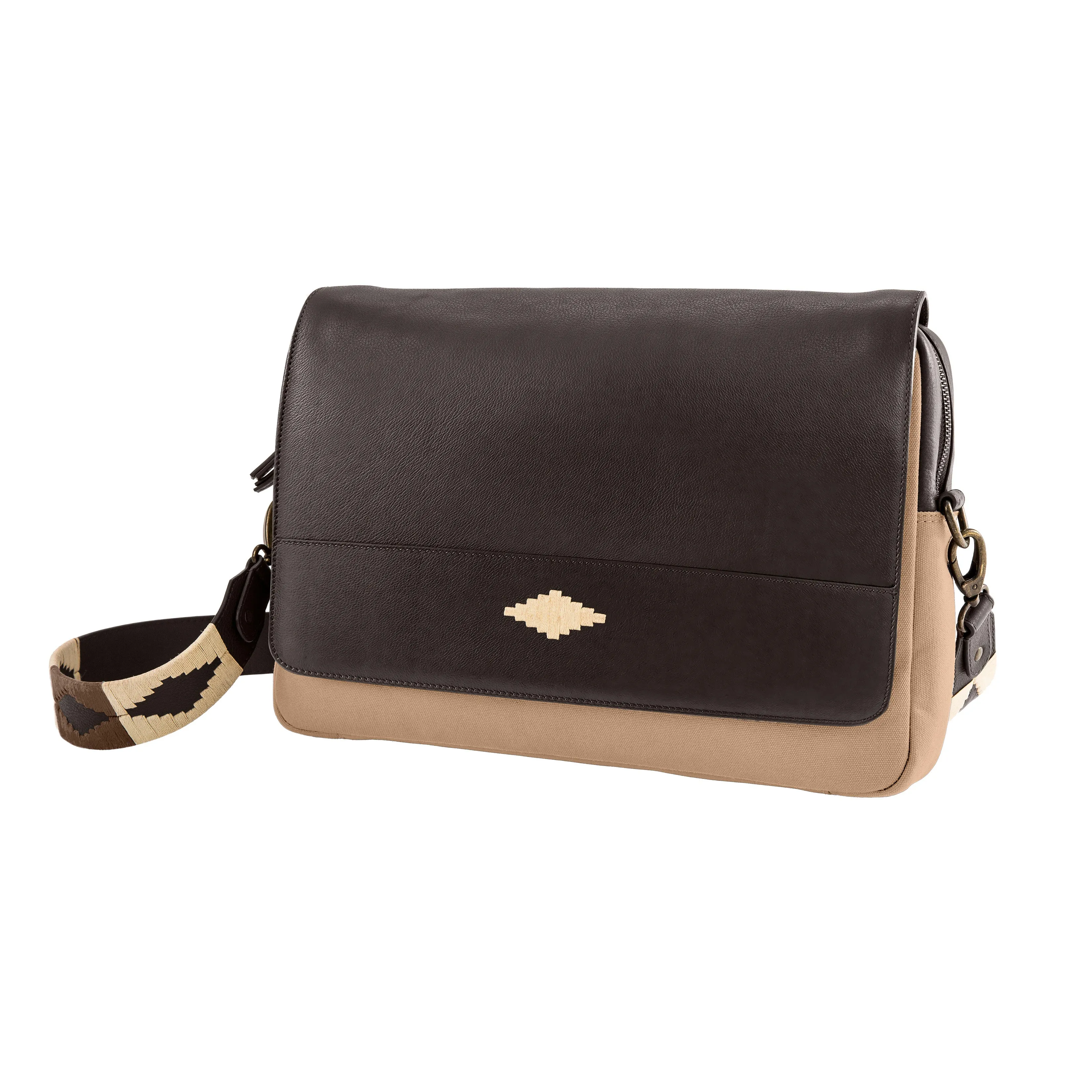 Entregar Messenger Bag - Brown Leather and Sand Canvas sold by Pampeano