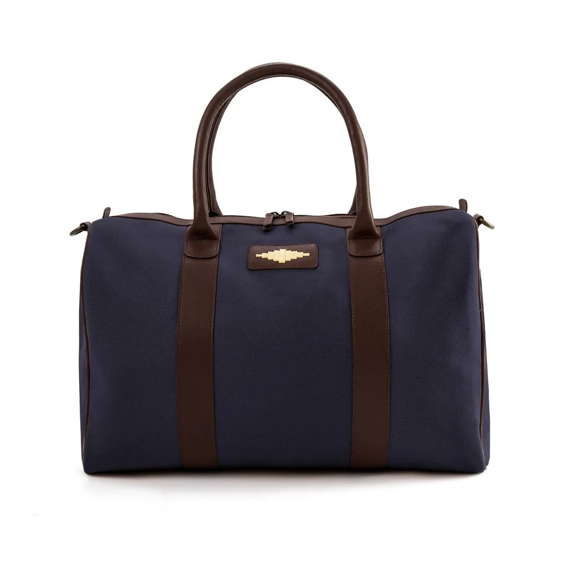 Varon Small Travel Bag - Brown Leather and Navy Canvas sold by Pampeano product image thumbnail 5