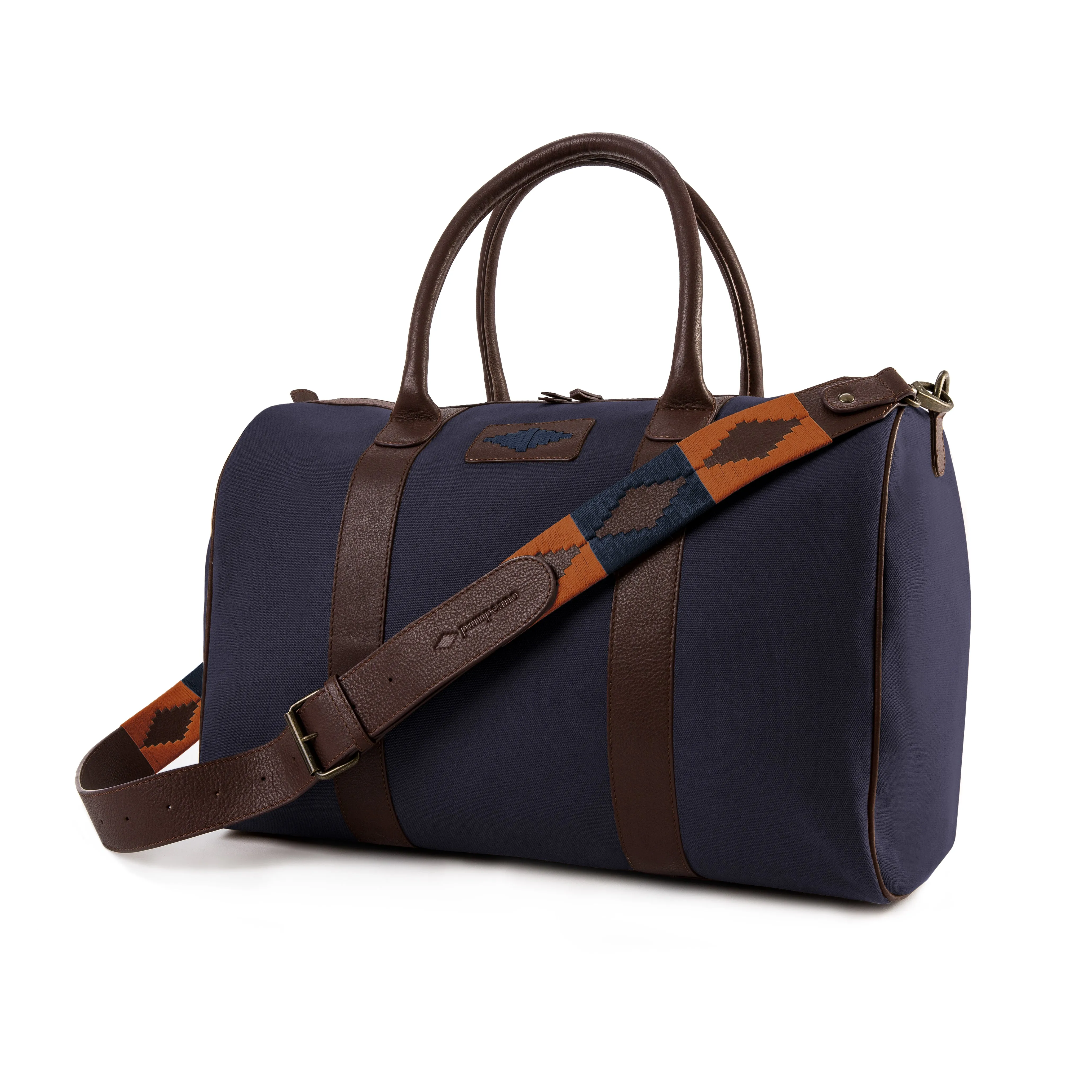Varon Small Travel Bag - Brown Leather and Navy Canvas sold by Pampeano product image thumbnail 2