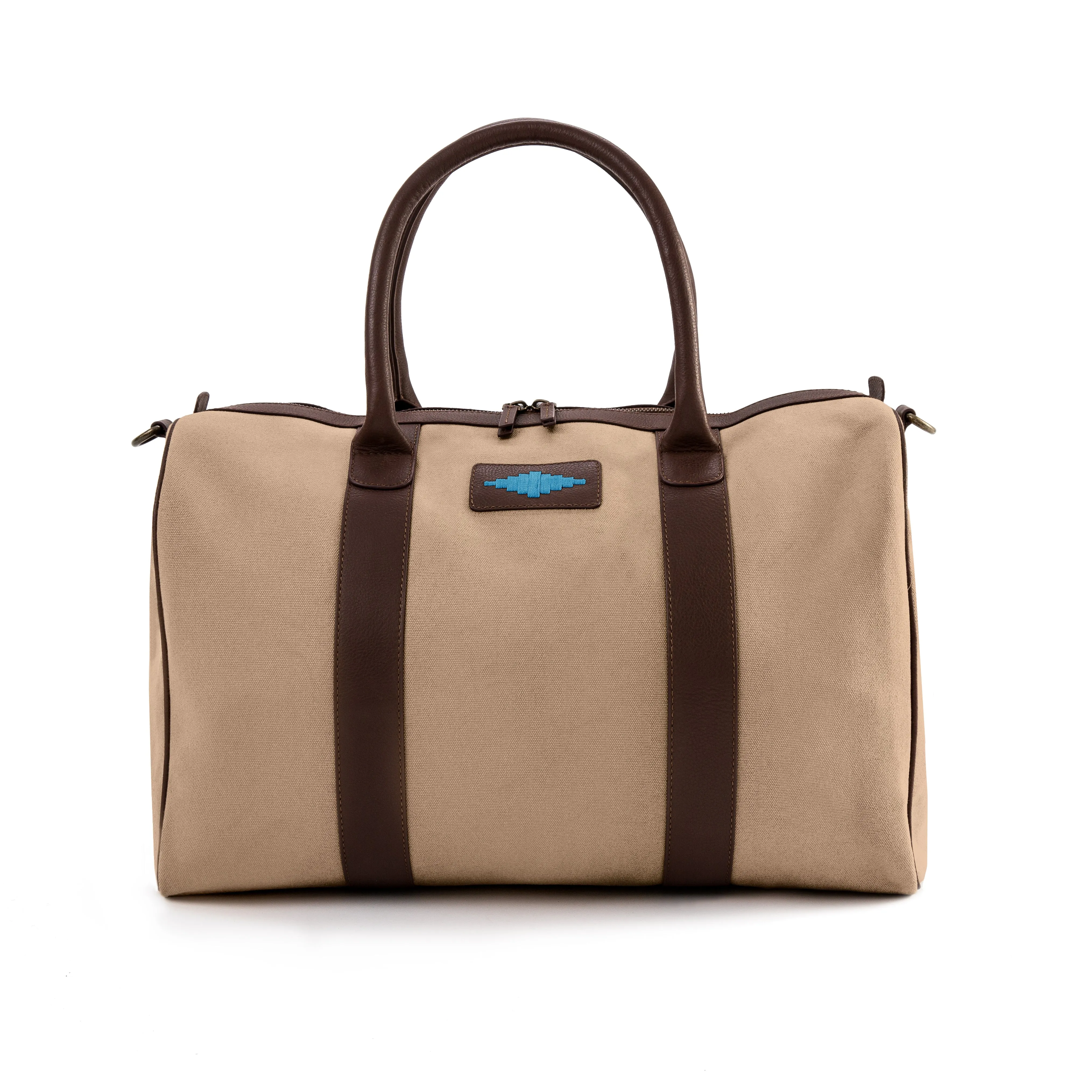 Varon Small Travel Bag - Brown Leather and Sand Canvas sold by Pampeano product image thumbnail 5