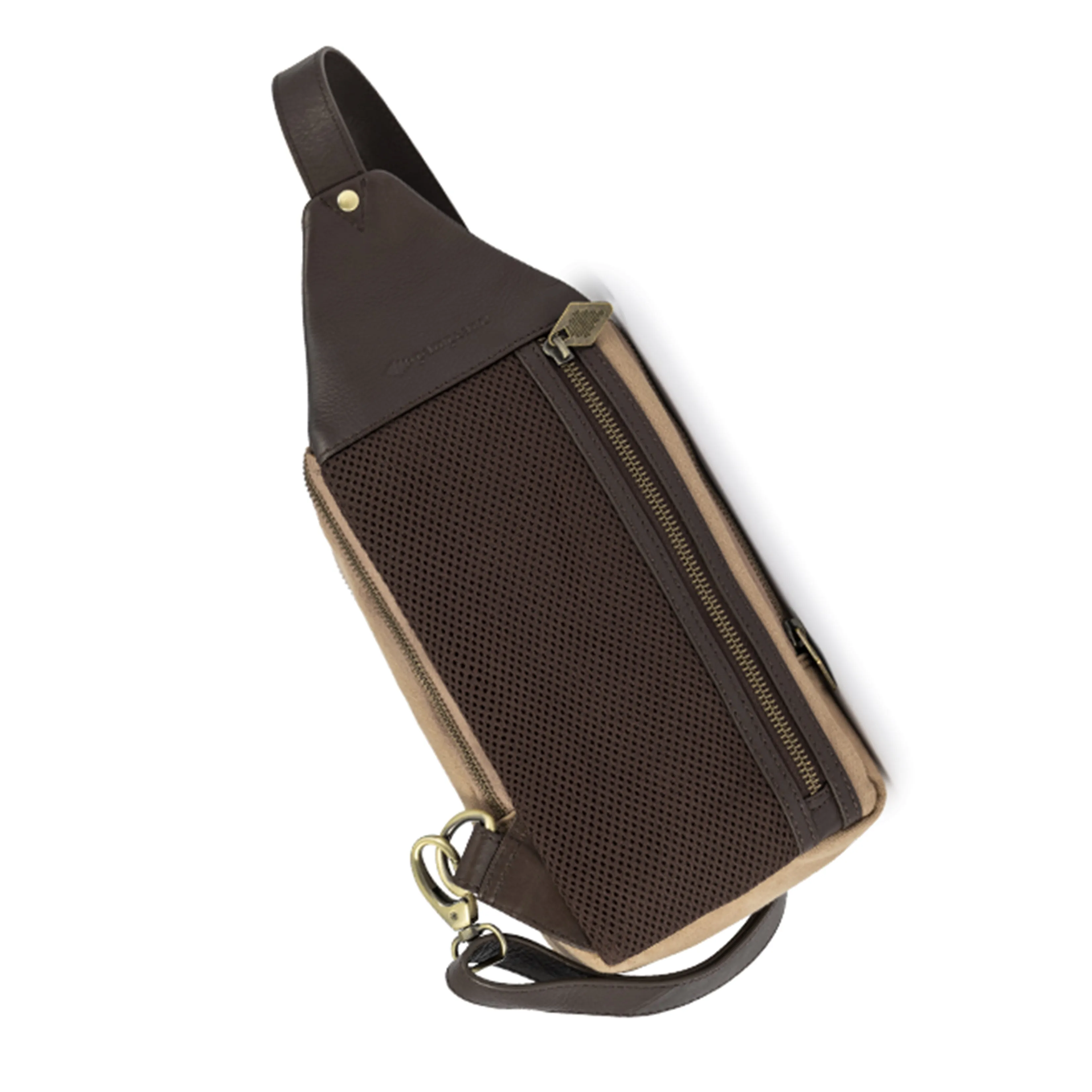 Pequeno Crossbody Bag - Brown Leather and Sand Canvas sold by Pampeano product image thumbnail 2