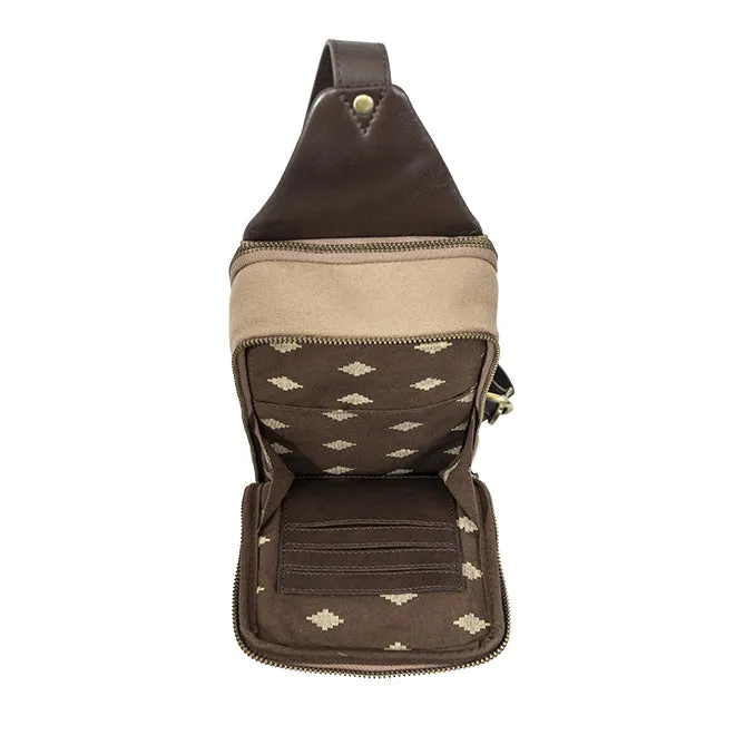 Pequeno Crossbody Bag - Brown Leather and Sand Canvas sold by Pampeano product image thumbnail 4