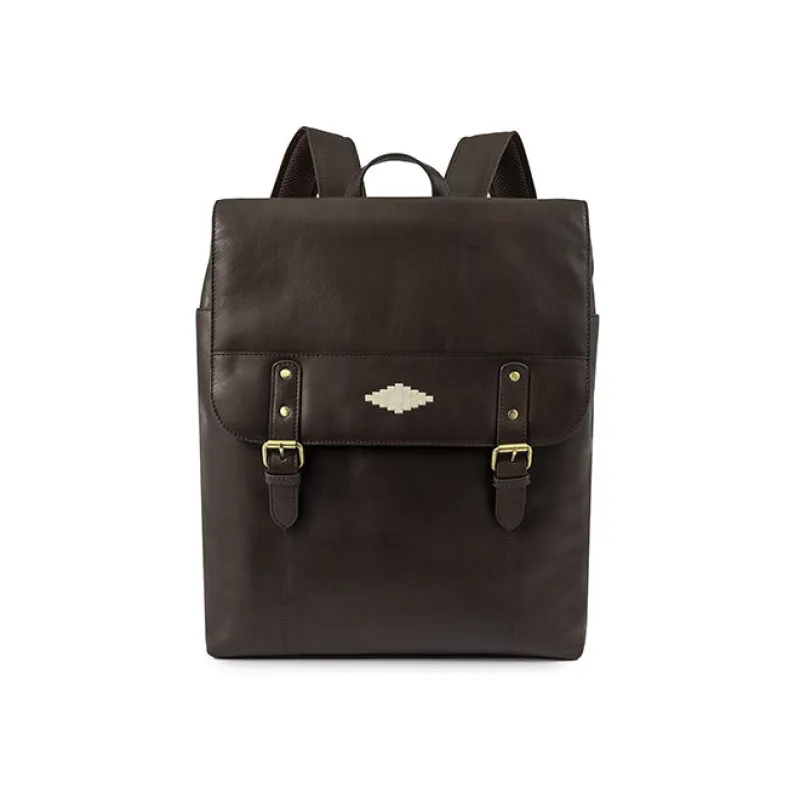 Mochila Backpack - Brown Leather with Cream Stitching made by Pampeano