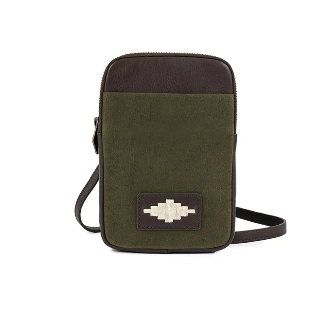 Estuche Sling Bag - Brown Leather and Forest Canvas sold by Pampeano