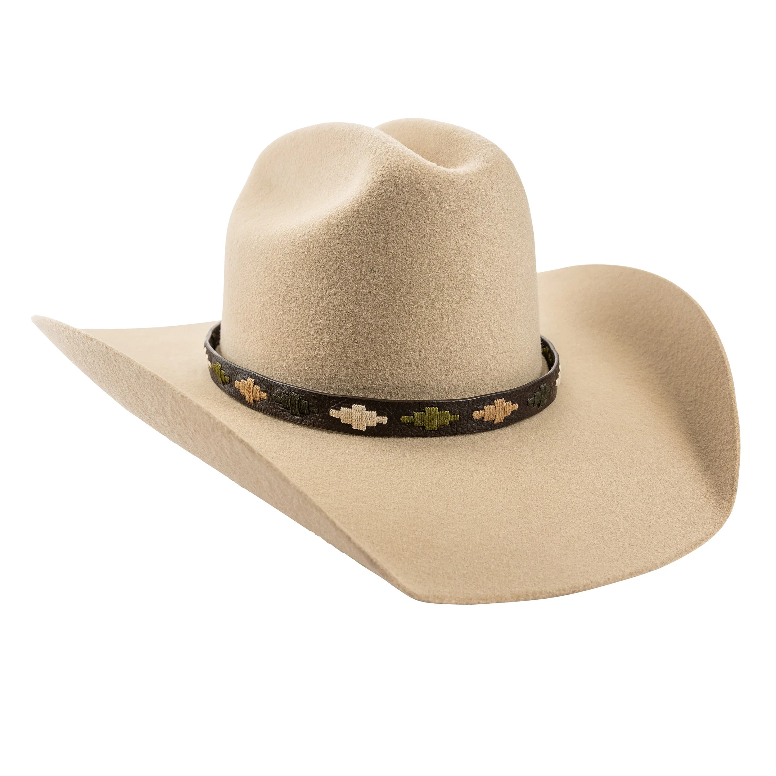 Pampa Leather Hat Band - Beige, Light Green, Cream and Dark Green Diamonds sold by Pampeano product image thumbnail 2