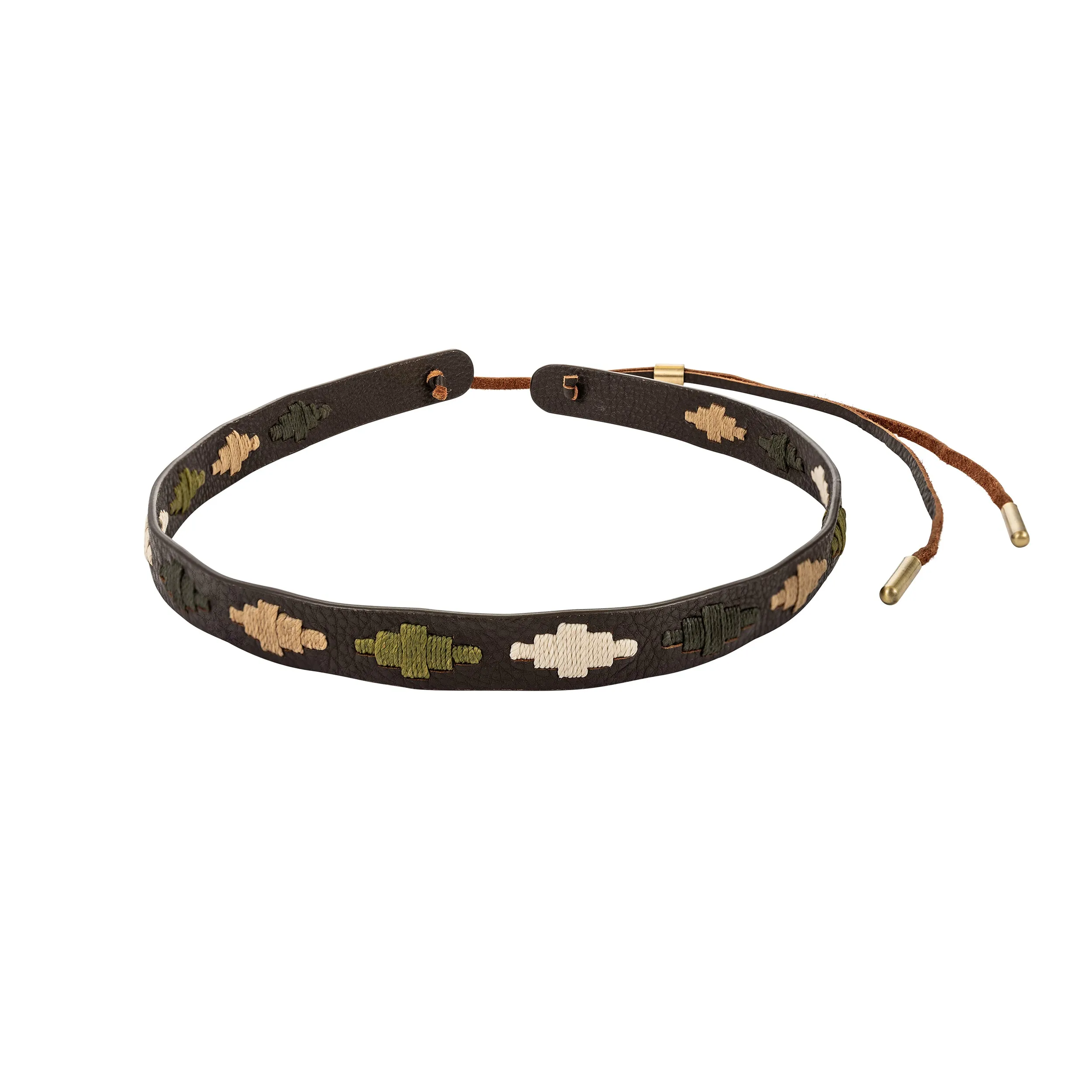 Pampa Leather Hat Band - Beige, Light Green, Cream and Dark Green Diamonds sold by Pampeano