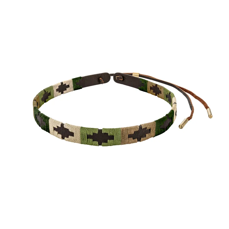 Pampa Leather Hat Band - Beige, Light Green, Cream and Dark Green Blocks made by Pampeano