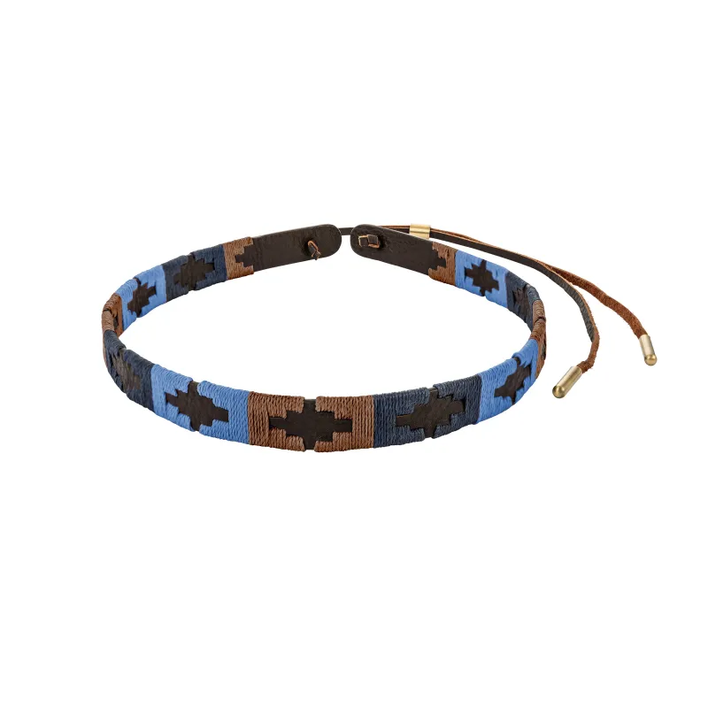 Pampa Leather Hat Band - Brown, Blue and Navy Blocks made by Pampeano