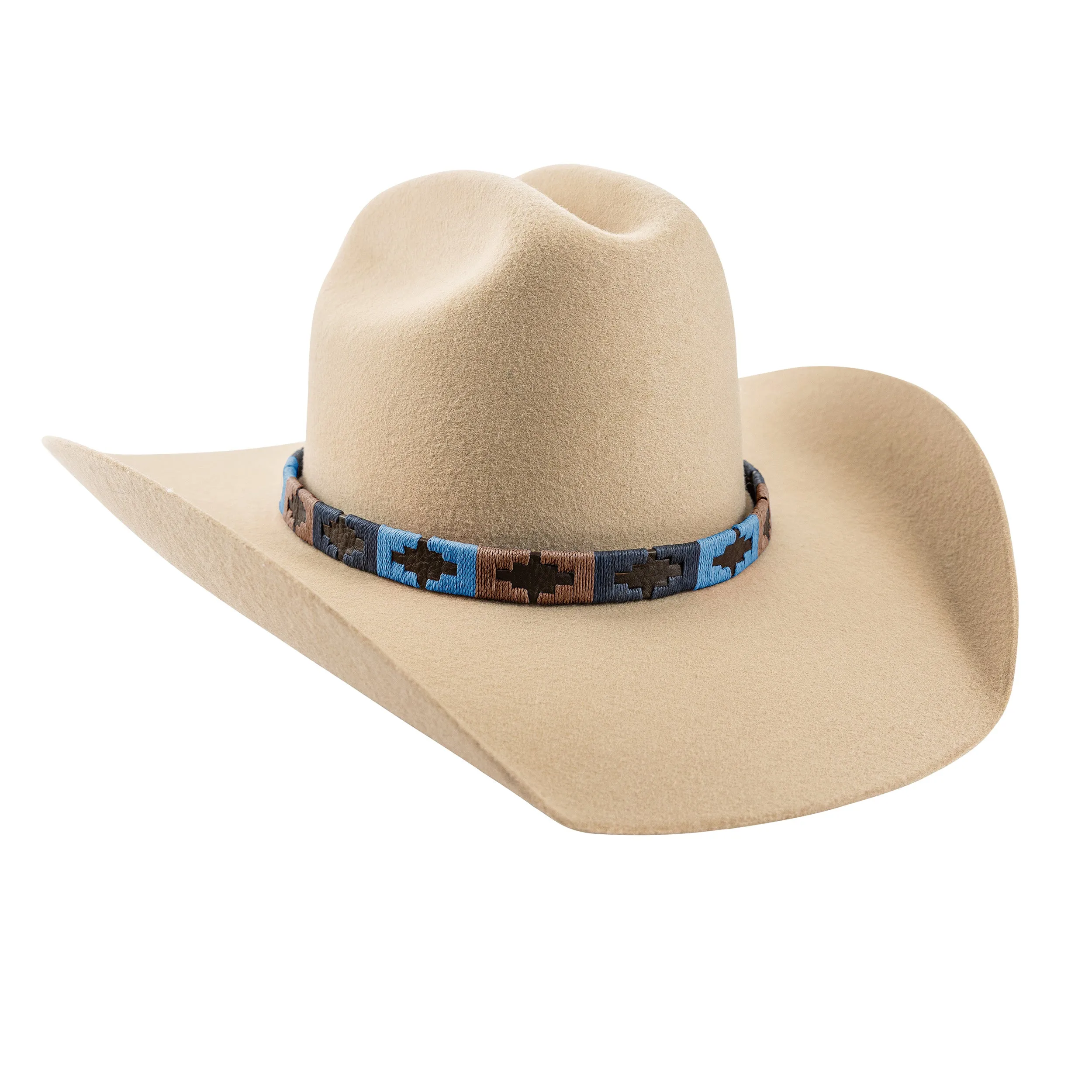 Pampa Leather Hat Band - Brown, Blue and Navy Blocks sold by Pampeano product image thumbnail 2