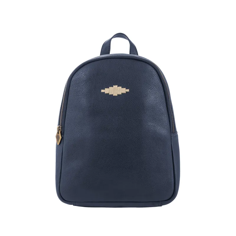 Viajera Small Backpack - Navy Leather made by Pampeano