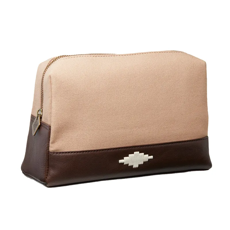 Afeite Washbag - Brown Leather and Sand Canvas made by Pampeano