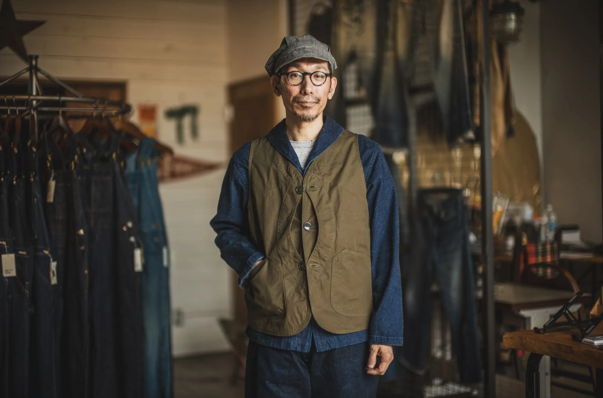 Huntsman Vest Neppy Green Herringbone sold by TCB Jeans product image thumbnail 5