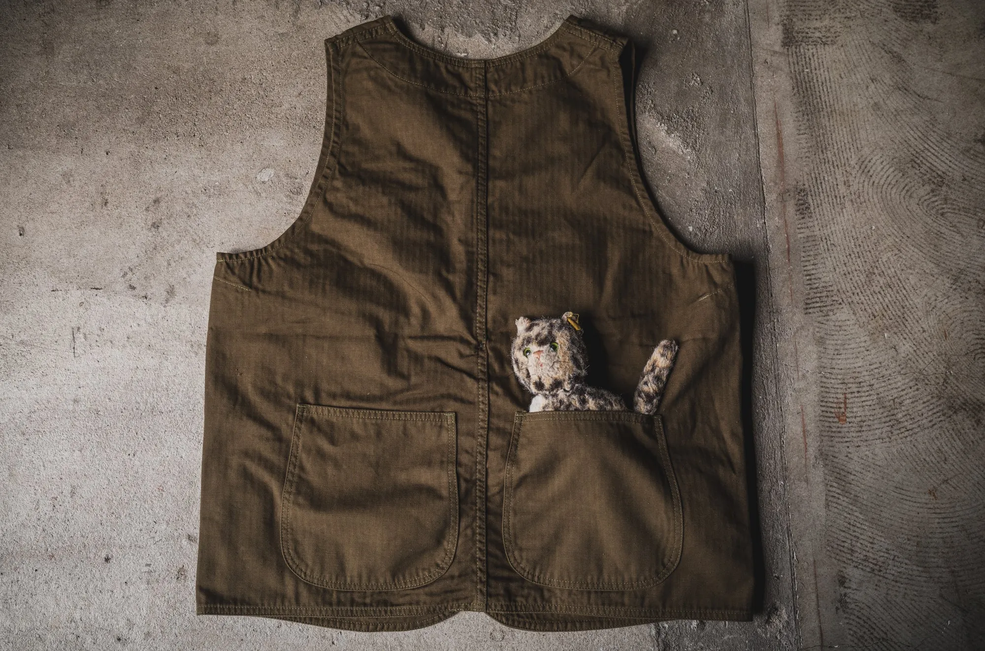 Huntsman Vest Neppy Green Herringbone sold by TCB Jeans product image thumbnail 3