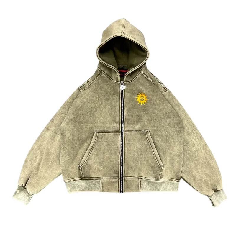 ARMY OLIVE WASH ZIP-UP made by klenam.co