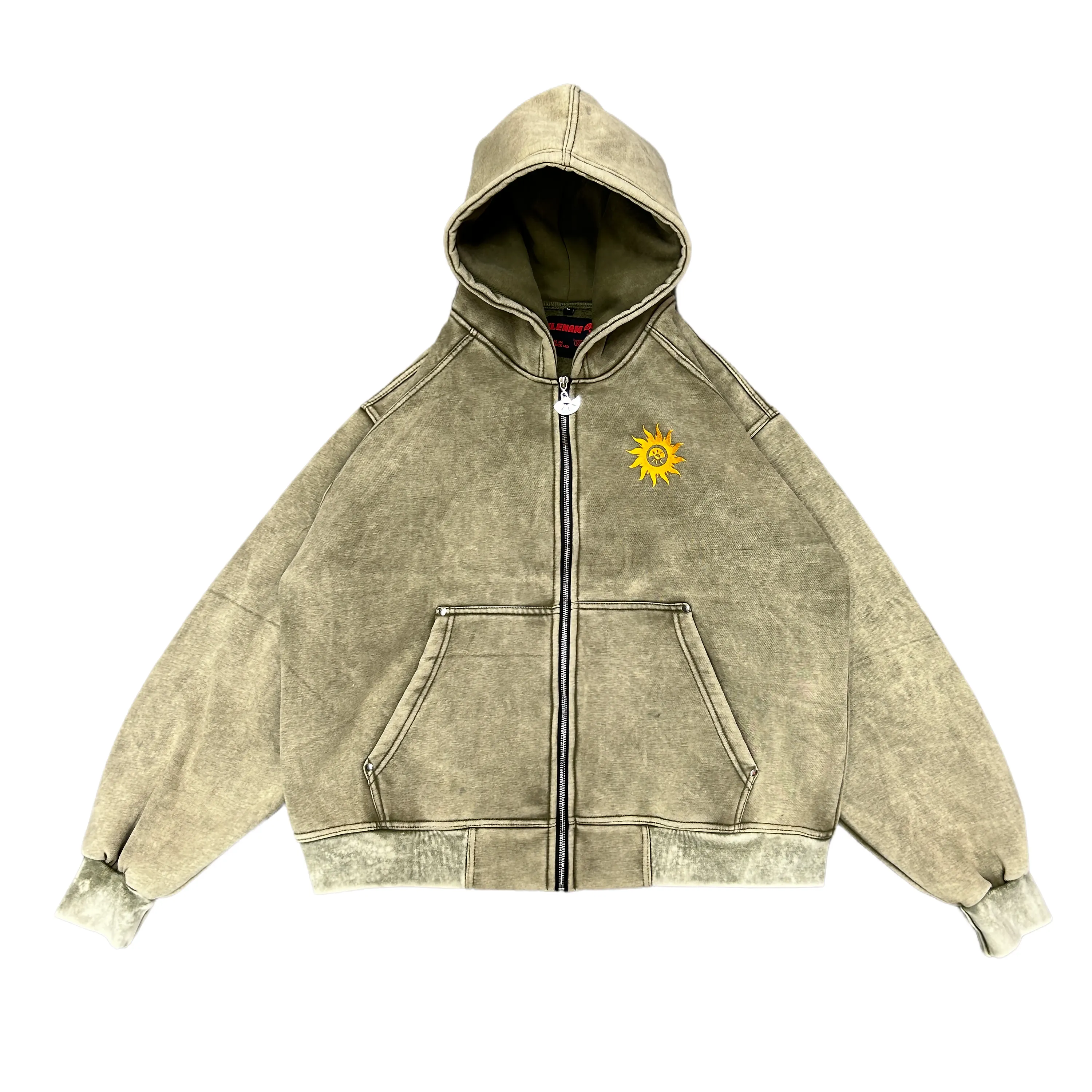 ARMY OLIVE WASH ZIP-UP sold by klenam.co