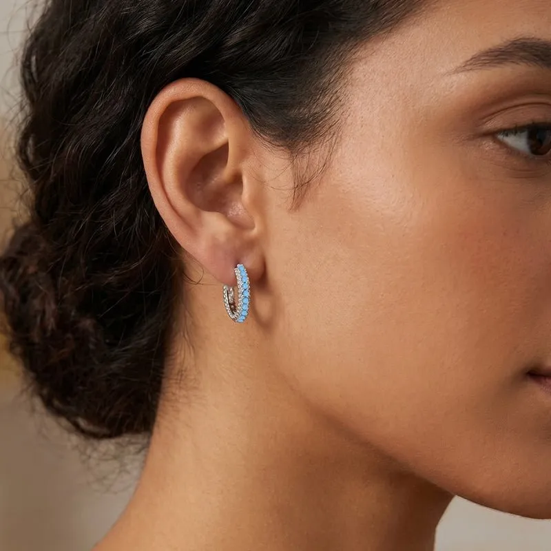 Turquoise Beaded Hoop Earrings sold by Pangama Jewelry product image thumbnail 3