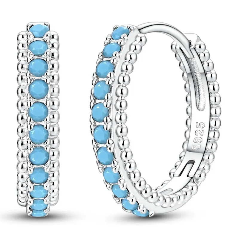 Turquoise Beaded Hoop Earrings made by Pangama Jewelry